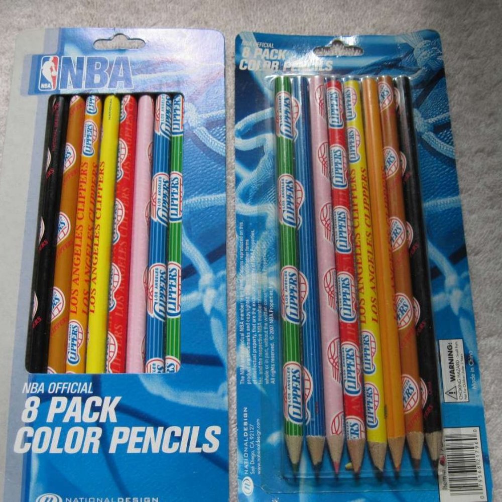 NBA Los Angeles Clippers 8 Pack Color Pencils Colored Basketball Official Draw